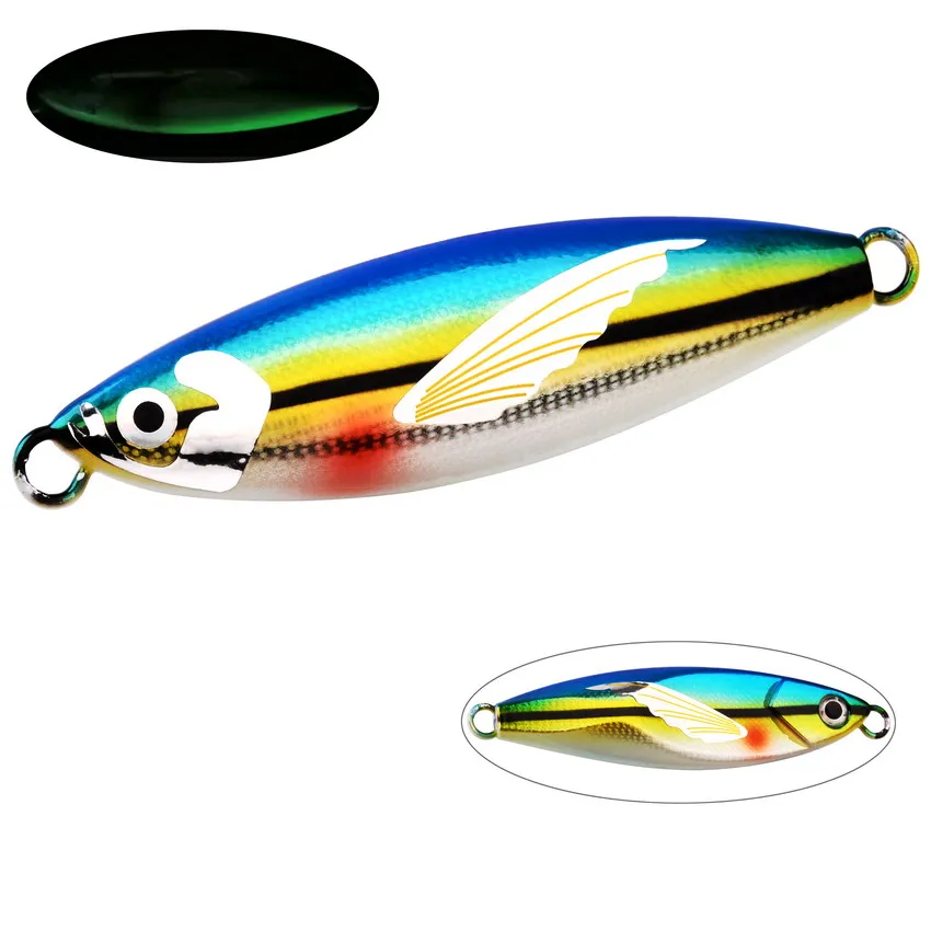1 Uds nuevo Metal Micro fregadero lento calidad Metal Jigging señuelo de pesca Dubstep con ala piel atún lubina cuchara Jig mar barco señuelo 120g - imagen 5