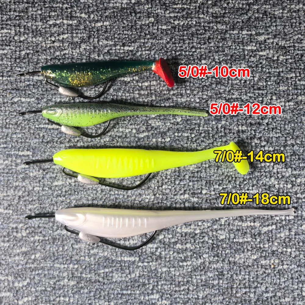 Ganchos de manivela, ganchos compensados ponderados para Pike Bass, ganchos de gusano, ganchos de gran tamaño 5/0 #   7/0 #   anzuelos de pesca - imagen 2