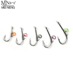 MNFT 5 unids/caja nuevo círculo de acero al carbono ganchos fijos de camarones vivos para pesca con señuelo de carpa para profundidades de río y corriente