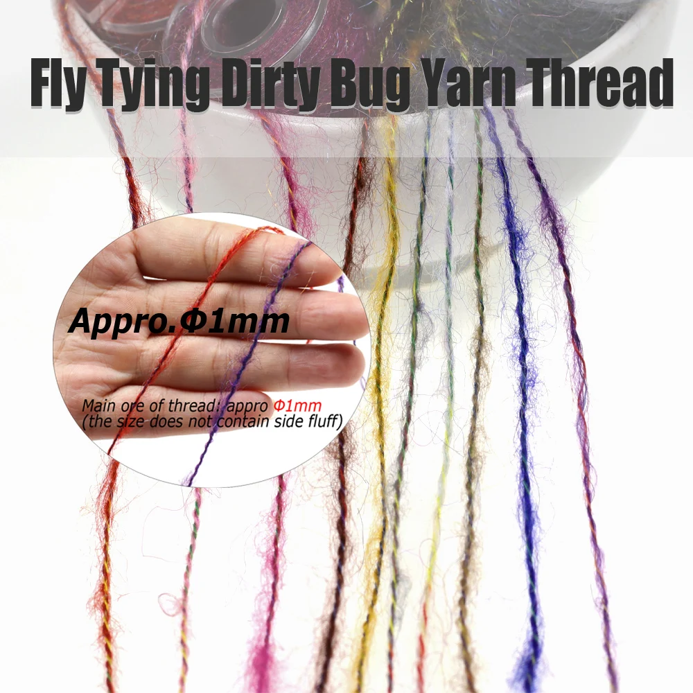 Bimoo, 1 carrete, atado de moscas, insecto sucio, hilo de sanguijuela, hilo de Mohair, cuerda de doblaje, sanguijuela de punto, larguero grande, serpentinas para atar - imagen 3