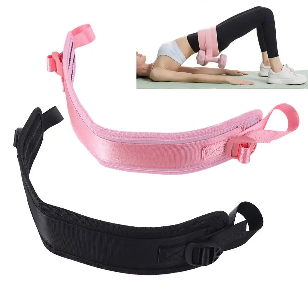 Lunges Cinturón de empuje de cadera fácil de usar Cinturón de entrenamiento de cintura antideslizante ajustable Cinturón de botín con mancuernas rosa y negro Entrenamientos en el hogar - imagen 3