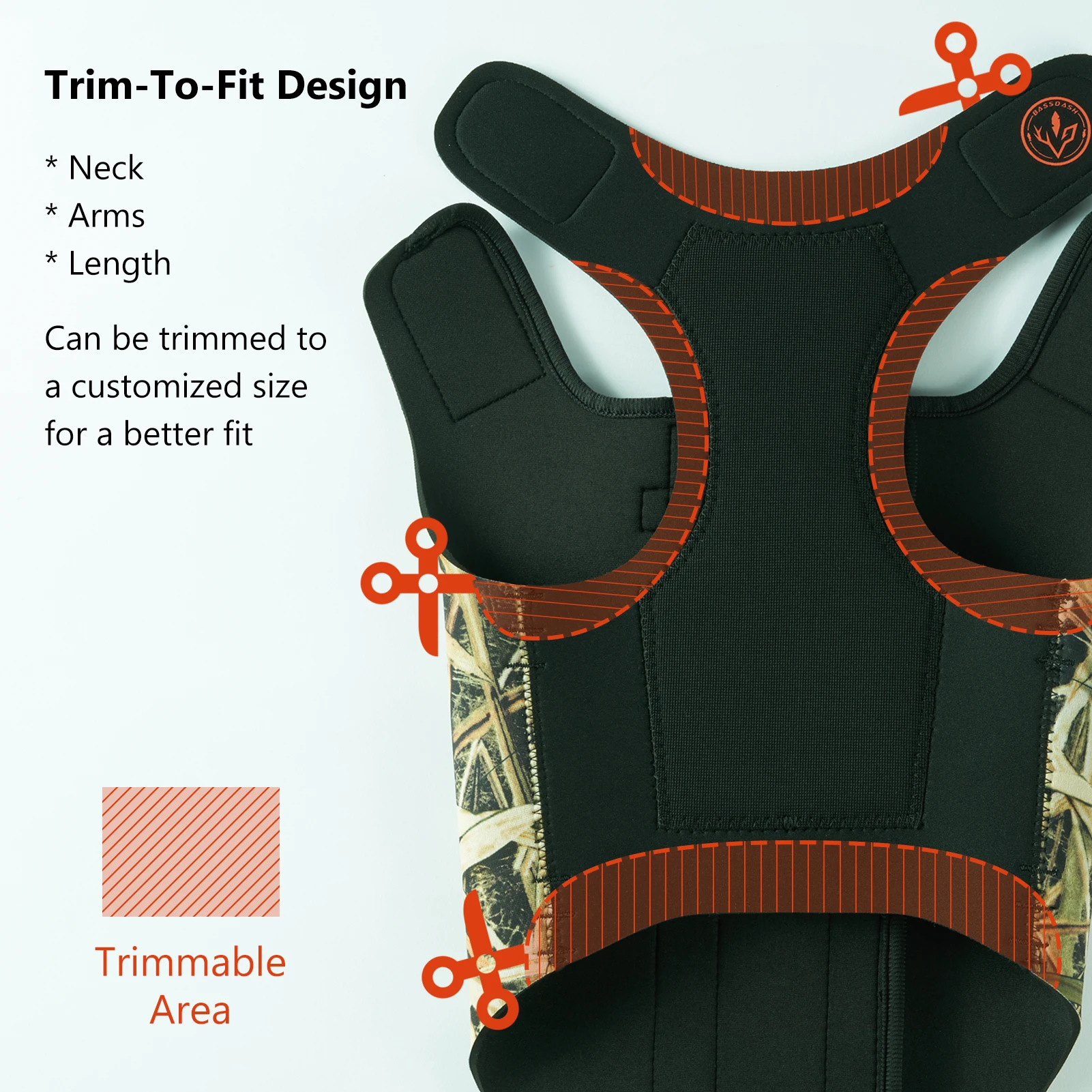 Bassdash-Chaleco de caza ajustable de neopreno para perro, protección de pecho impermeable, Camuflaje - imagen 5