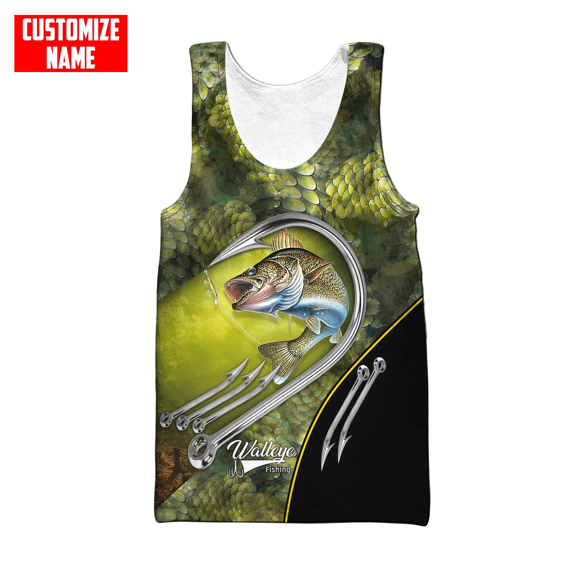 Camiseta sin mangas con estampado 3D de atún/pesca de bagre con nombre personalizado para hombre, ropa de calle de verano, camisetas sin mangas Unisex geniales BX53 - imagen 3