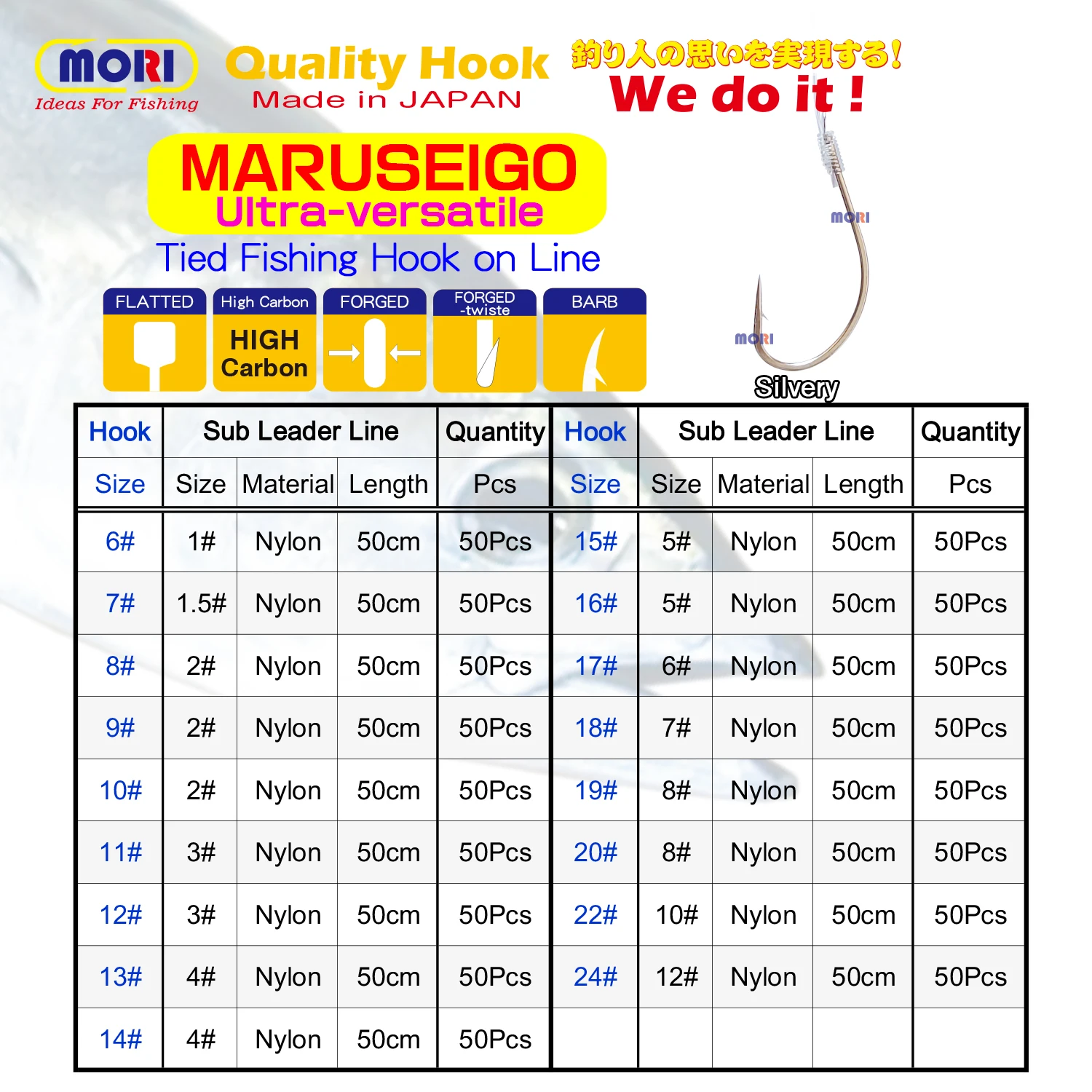 Anzuelo de pesca Maruseigo, anzuelo de pesca atado en línea con línea secundaria, el más versátil, habilitación, fácil ingestión, garganta estrecha, Japón - imagen 3