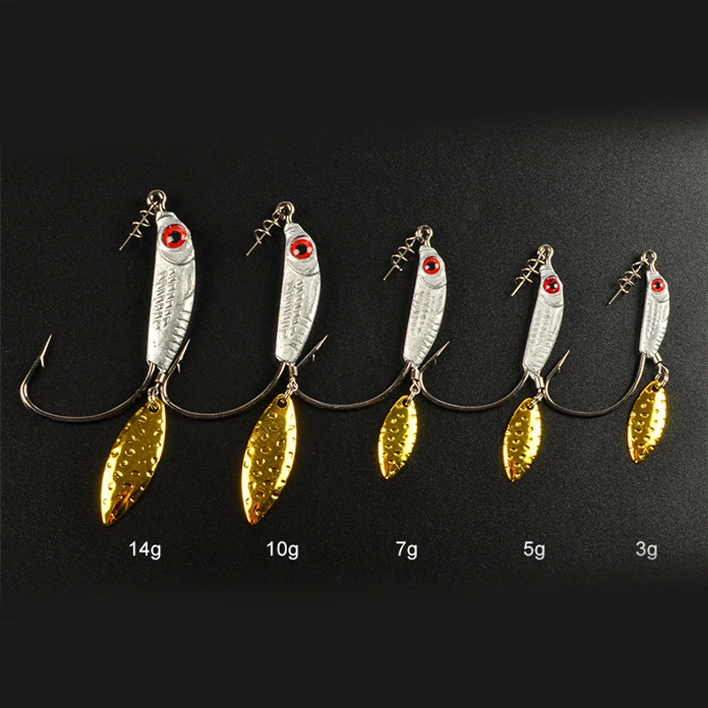 Señuelo giratorio de Metal para Pesca, anzuelo giratorio de 3g, 5g, 7g, 10g, 14g, cuchara giratoria, Pin Crankbait, cebo de hundimiento con vibración - imagen 5