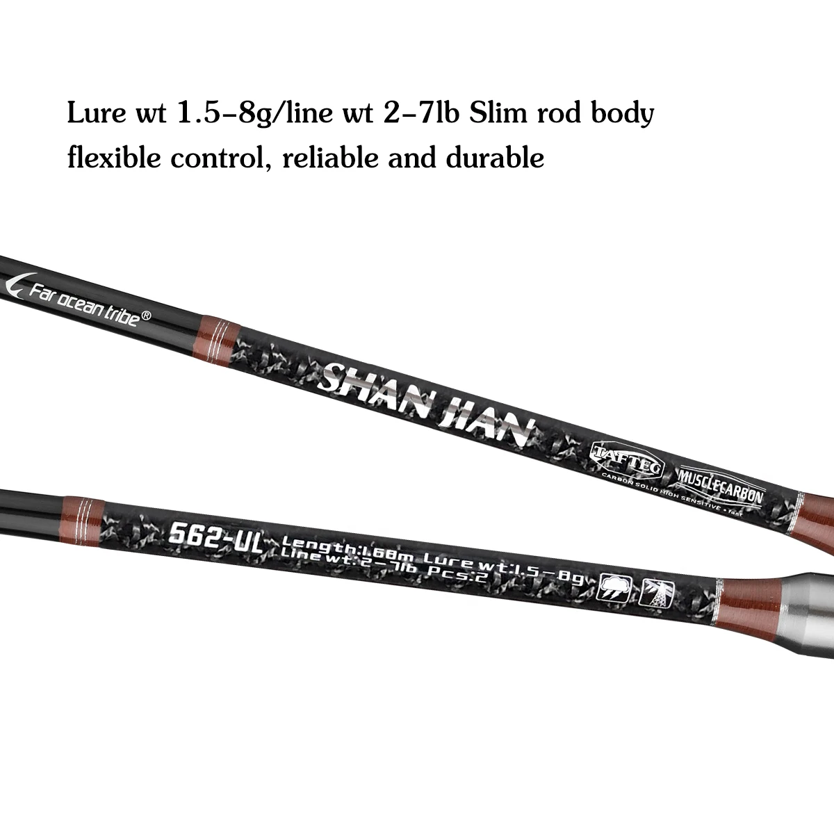 ShanJian 1,5/1,68/1,8 m UL power caña de pescar de carbono con punta sólida para trucha peso 1,5-8g acción rápida corriente de río caña de pescar para peces pequeños - imagen 5