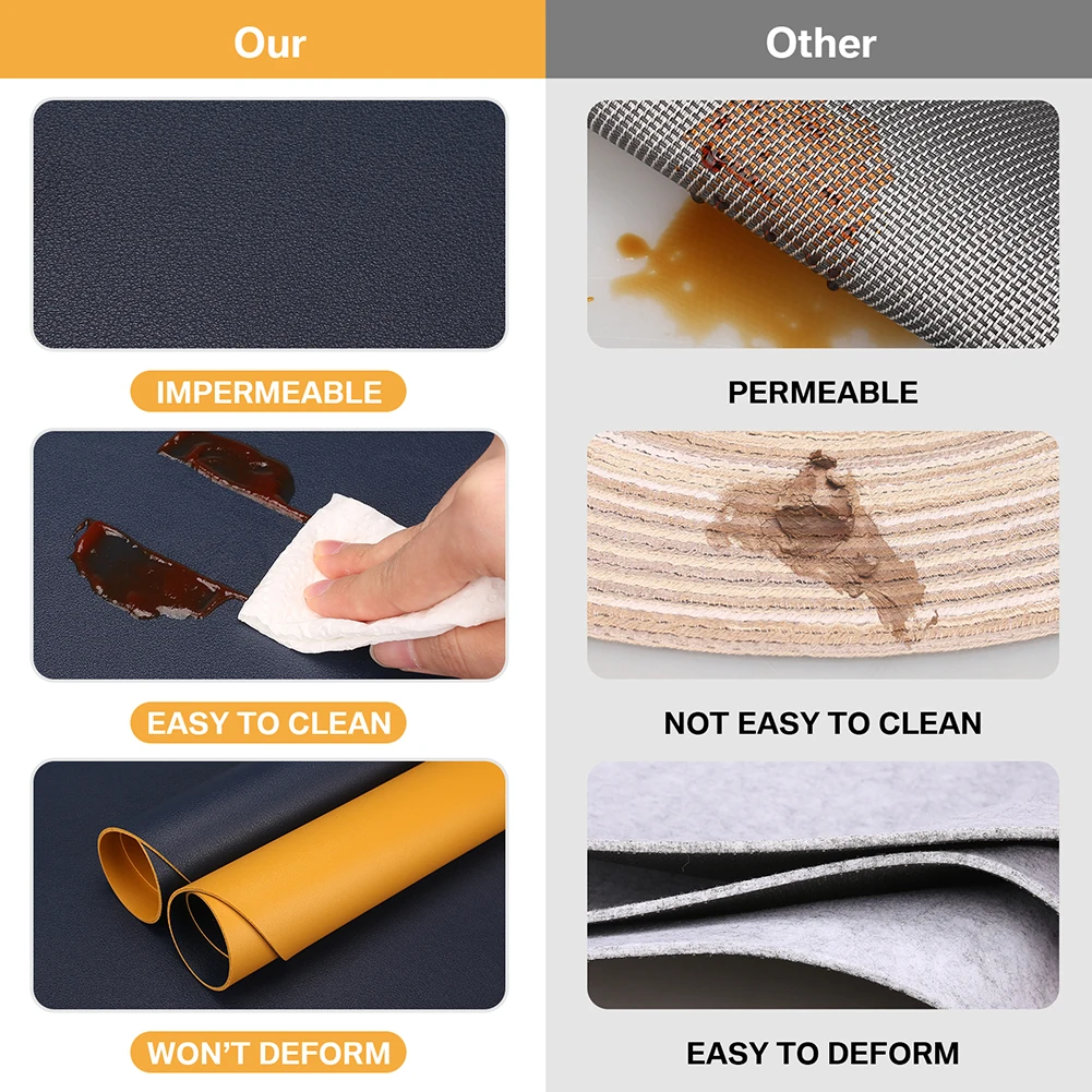 Juego de manteles individuales de cuero PU de forma Irregular, manteles individuales de doble cara impermeables a prueba de aceite para cocina, mesas de bistró, bares, cafeterías - imagen 4