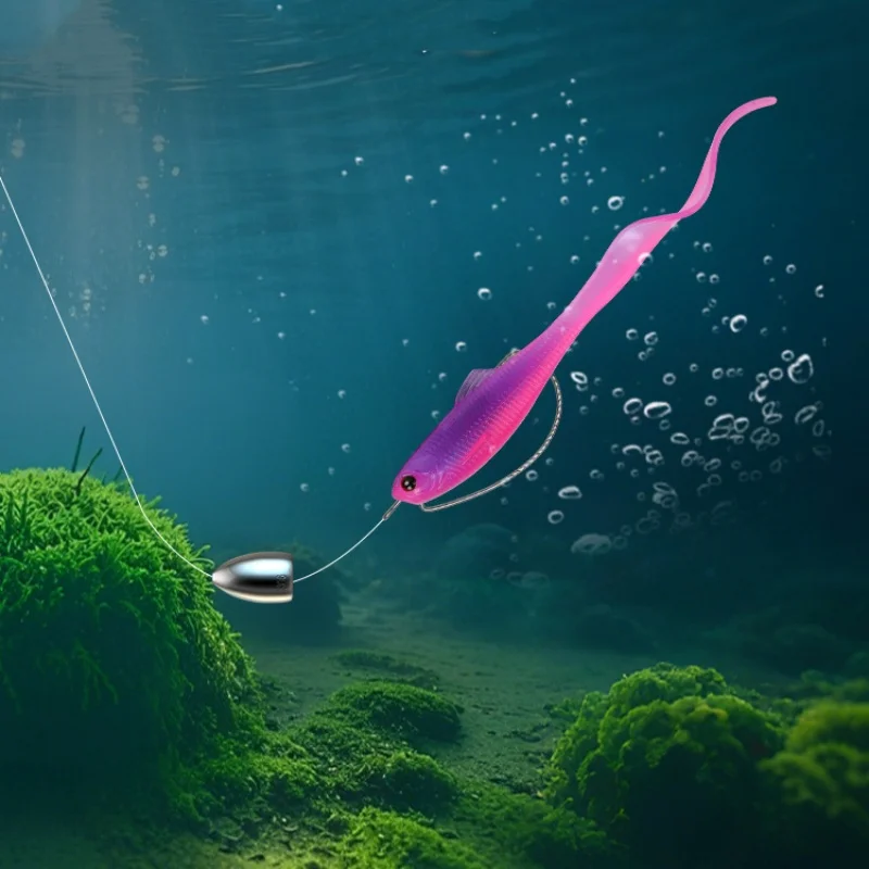 Señuelo de pesca cebo blando gran turbulencia cola de onda picante señuelos artificiales volumen flujo competencia lubina mandarín 8-12 piezas en oferta - imagen 2