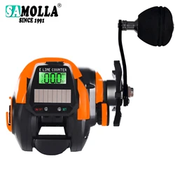 Carrete de pesca SAMOLLA con carga USB y Solar, pantalla Led electrónica Baitcasting 7,2: 1, rueda de tambor fundida impermeable para agua salada