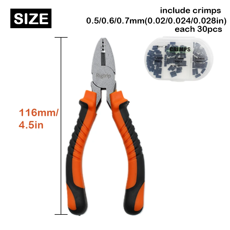Alicates de prensado para pesca de carpa, herramienta con engarzados de 0,5/0,6/0,7mm para Chod Rig Ronnie Rig, aparejos de extremo aptos para enlace rígido de fluorocarbono - imagen 2