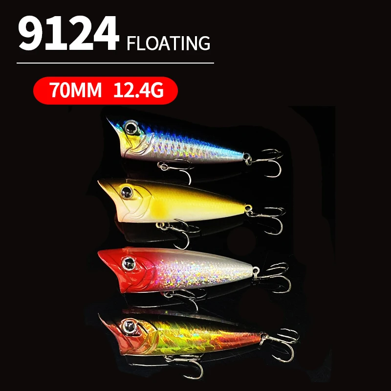Señuelo de pesca flotante Popper 90F, cebo Artificial de fundición larga, equipo de Swimbait para lubina de agua salada, 70mm, 12g - imagen 5
