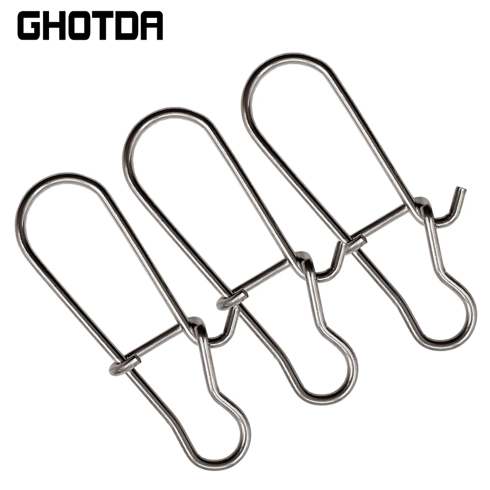 GHOTDA-accesorios de pesca, 100 unids/caja de conector a presión, Conector de Pin de señuelo de pesca Super mejorado, resistencia de Pin 9-28KG - imagen 4