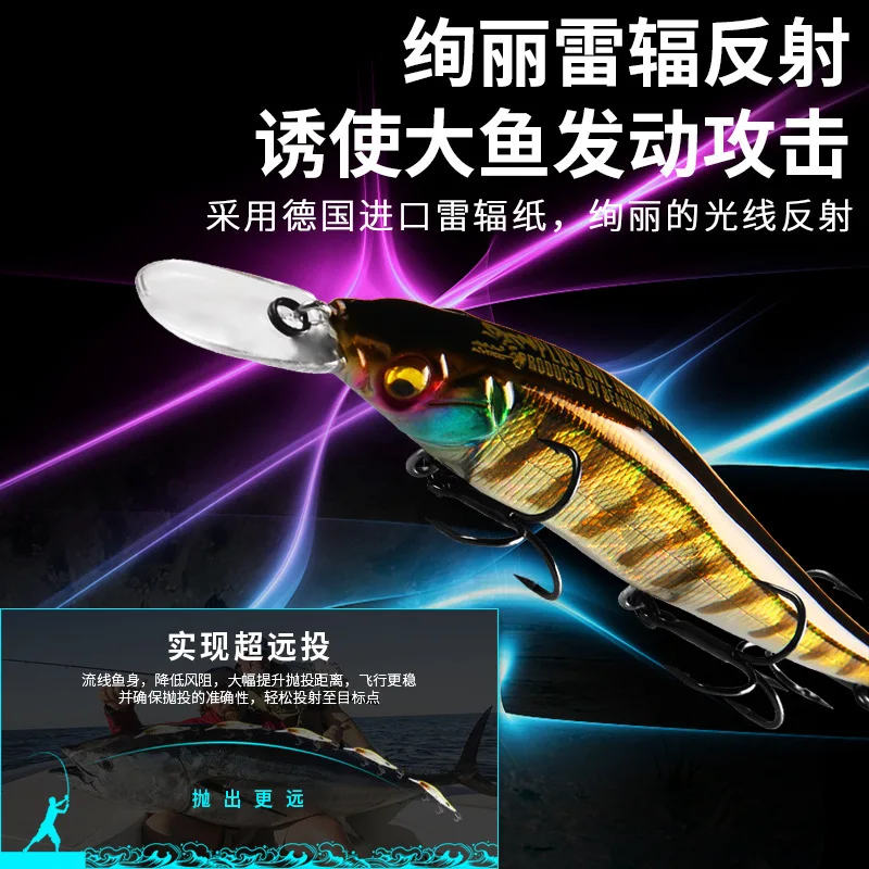 Bearking excelente acción A + Señuelos de pesca colores surtidos manivela Minnow 110mm 14g bola de tungsteno modelo caliente cebo de manivela - imagen 5