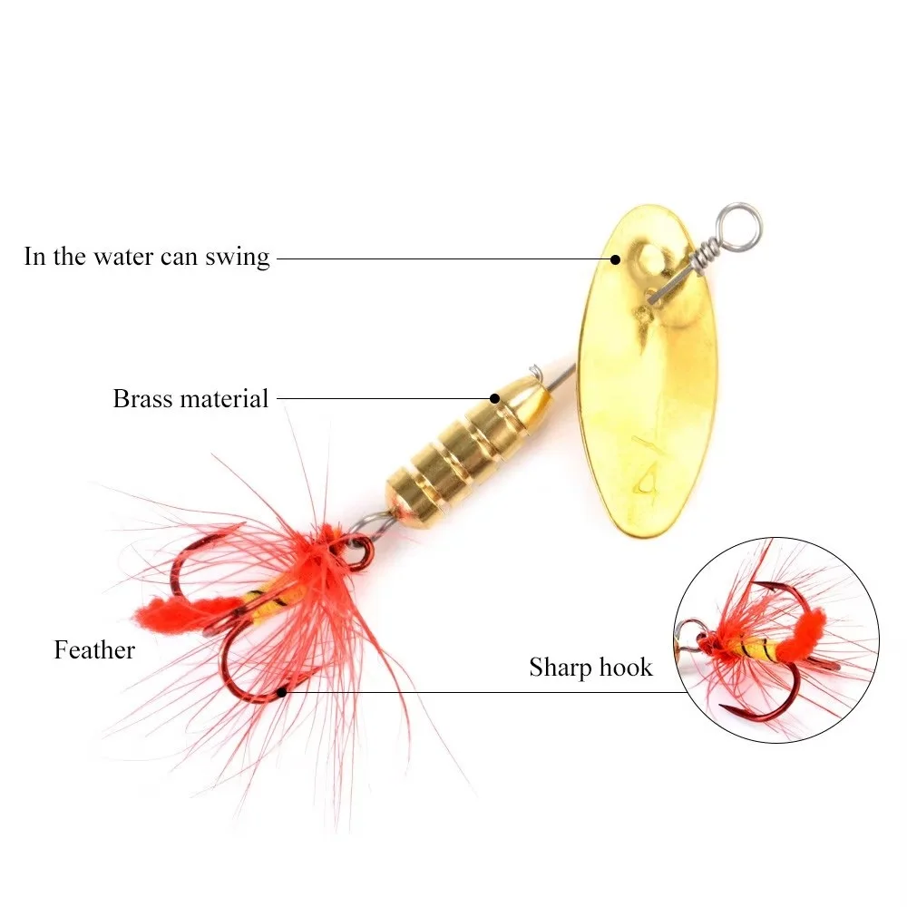 NGB 4 Uds cebo giratorio de Metal cuchara Señuelos de Pesca duros con anzuelos triples Peche Jig Anzuelos isca Pesca - imagen 4