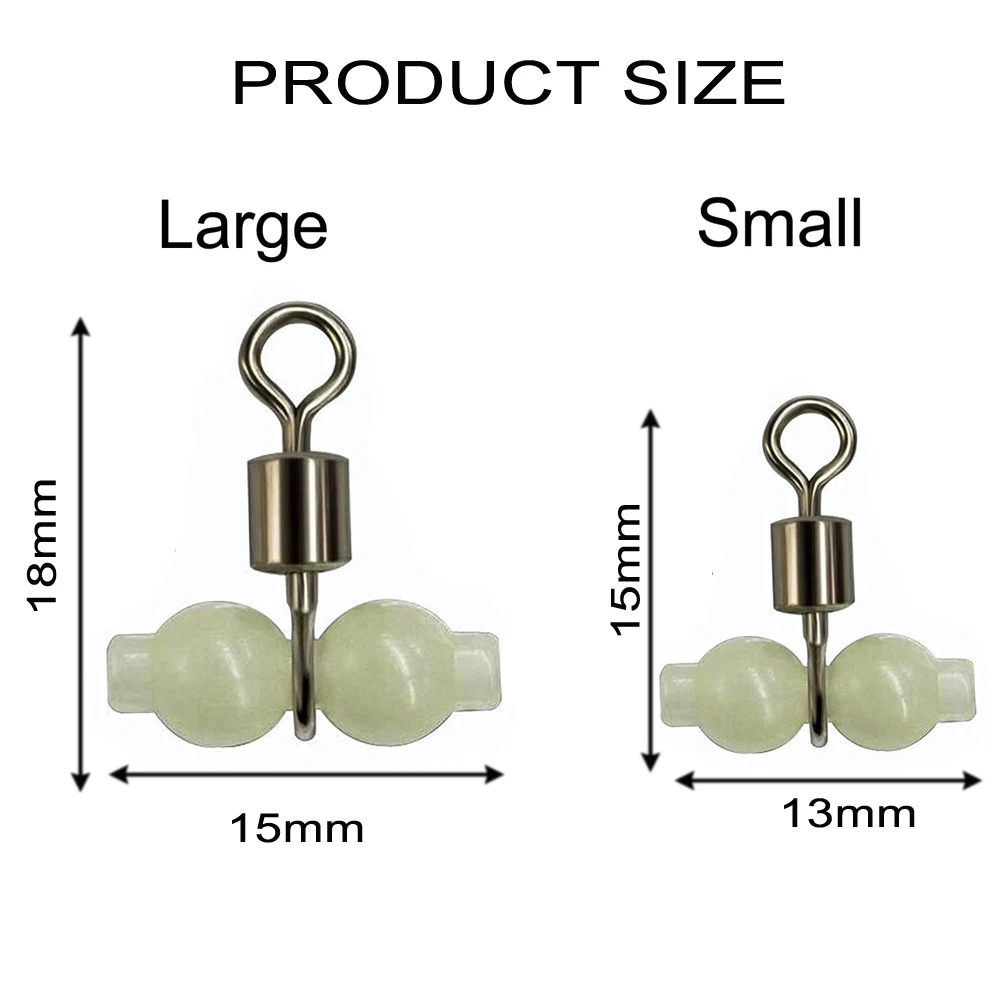 50 Uds. Conector giratorio luminoso para pesca, conector giratorio de 3 vías, cuentas fluorescentes, gancho, conector de sedal de señuelo, accesorios para aparejos - imagen 2