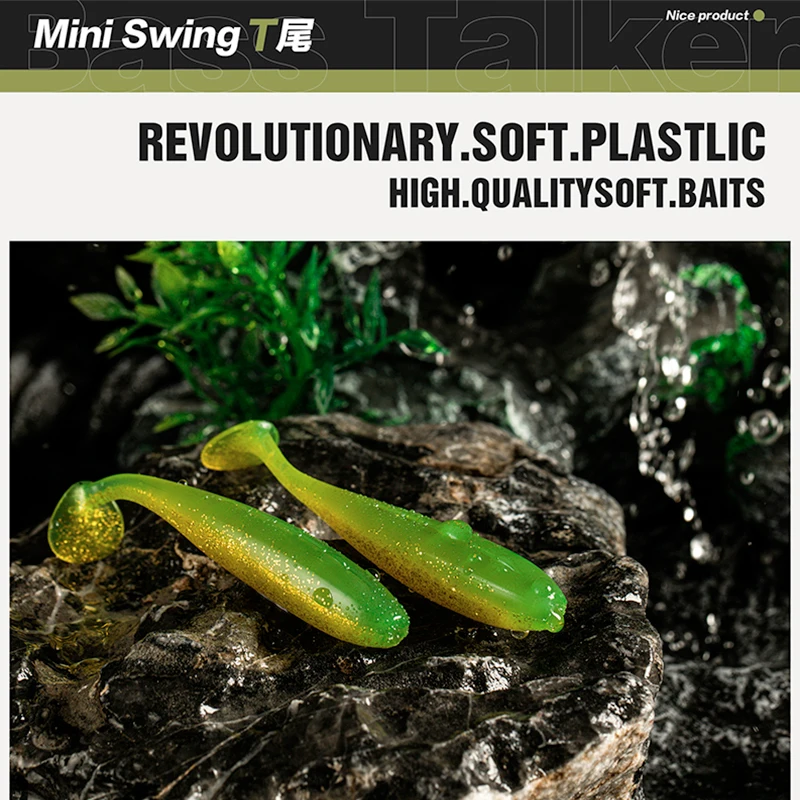 BassTalker Mini Swing 8-12 unids/lote señuelo de pesca suave 2-3 pulgadas señuelos de cola de paleta para lubina trucha carpa NED Rig Drop Shot Jig Heads - imagen 5