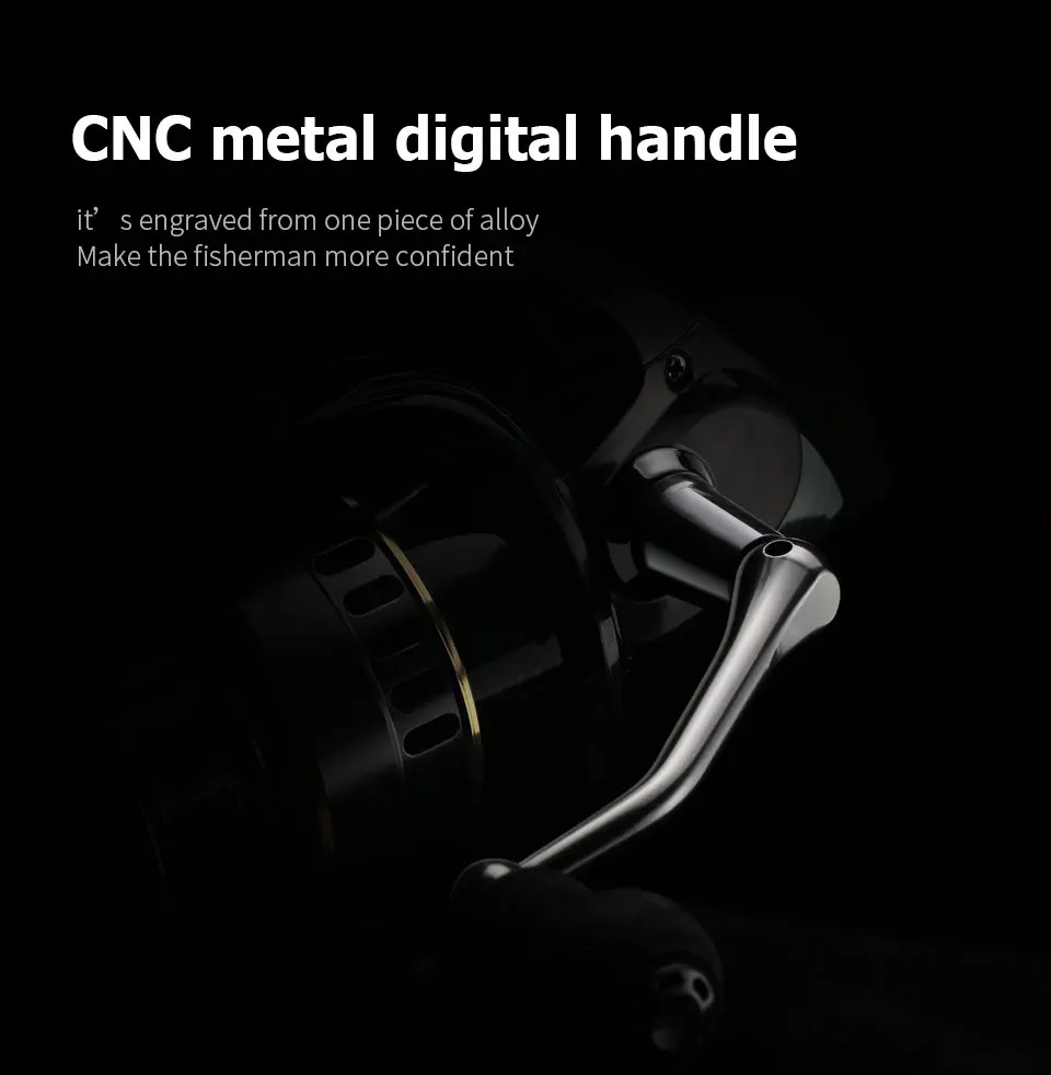 Carrete de pesca 5,2: 1 carrete de alambre de metal rueda giratoria HE3000 5000 7000 relación de engranaje carrete de pesca de fundición de alta velocidad - imagen 5