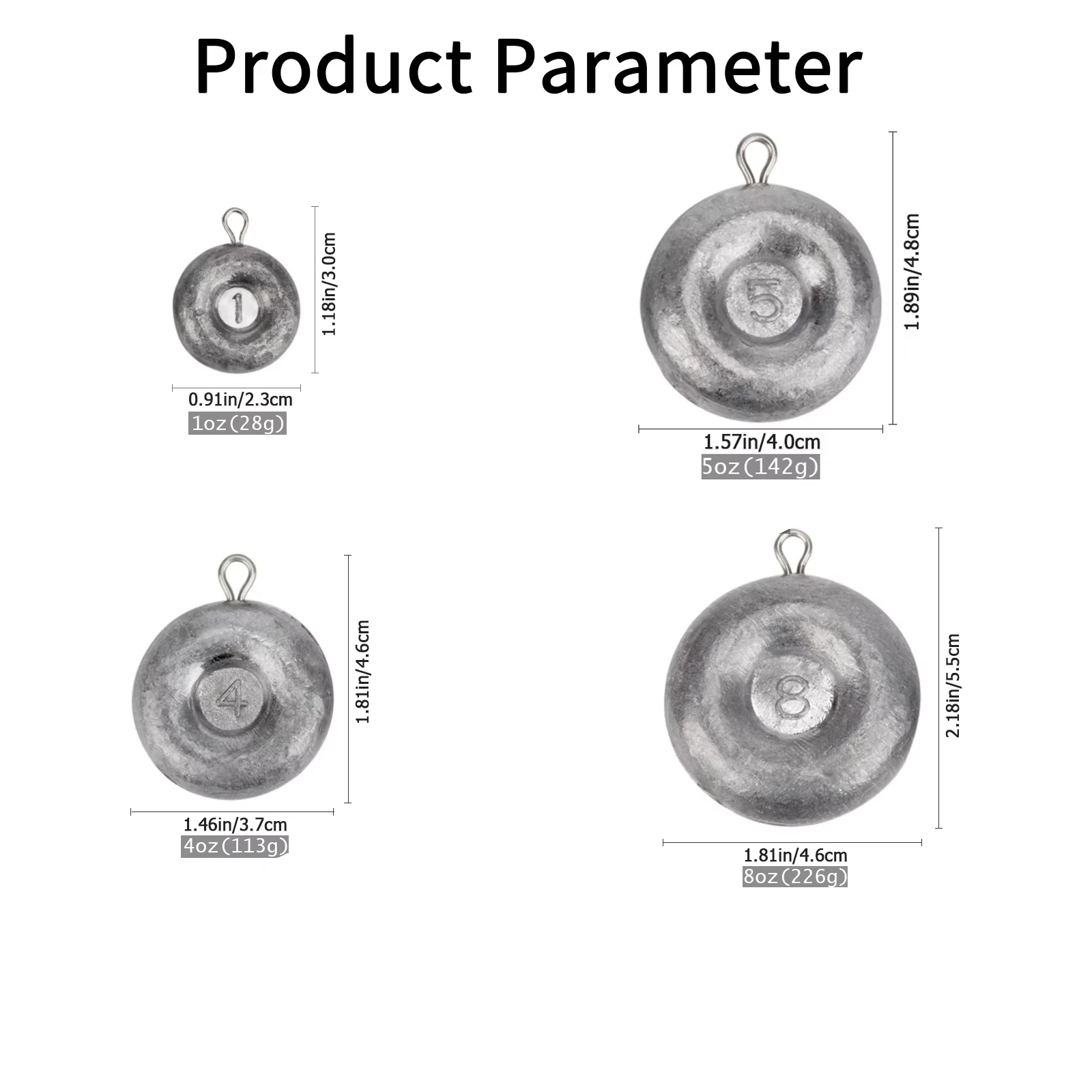 Plomo de pesca de 5 uds., 1oz, 28,35g, moneda de agua dulce, peso de plomo, tiro de gota para Lucio, bagre, lubina, accesorios de aparejos de pesca - imagen 2