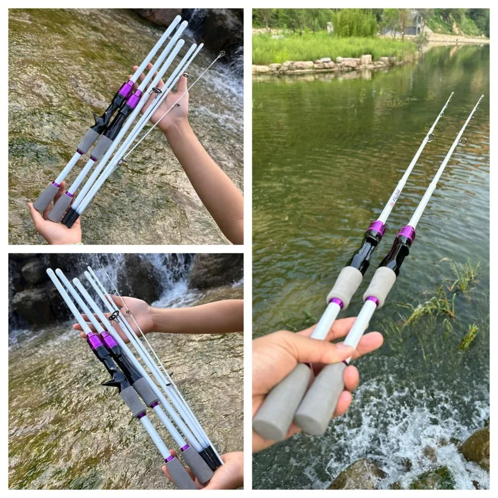 Caña de pescar giratoria de viaje de fundición de color blanco, cebo de caña de 4/5 secciones de carbono WT. Mini poste de trucha con señuelo ultraligero de 3,5-14 g - imagen 5