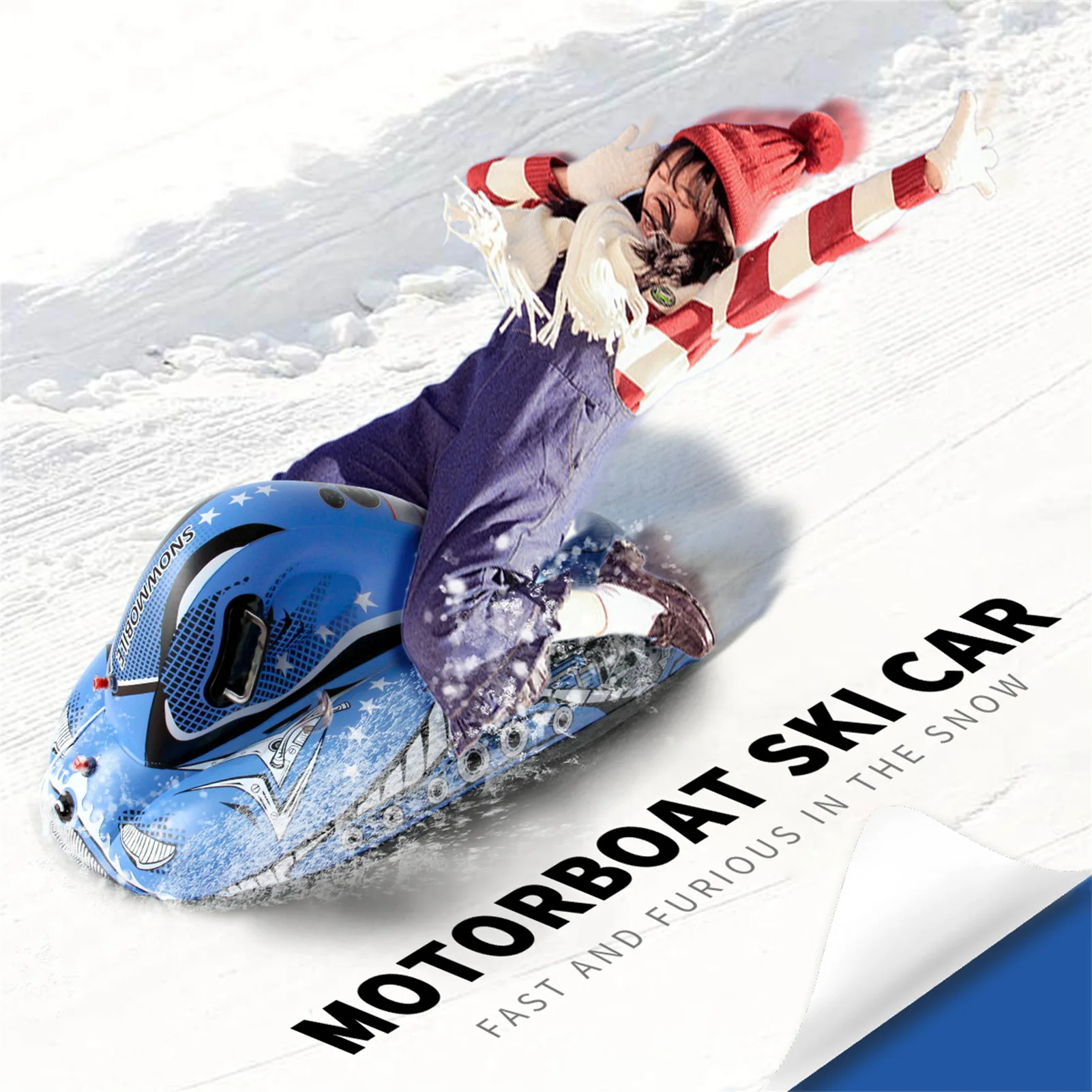 Carro de esquí inflable para niños, estera de esquí gruesa resistente al desgaste, portátil, esquí al aire libre, patinaje, coche de juguete, equipos de entretenimiento - imagen 3