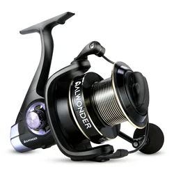 Carrete de pesca de Surf 13 + 1BB, cuerpo de grafito, carrete de aluminio para juego grande, mar, océano, agua salada en alta mar, atún resistente