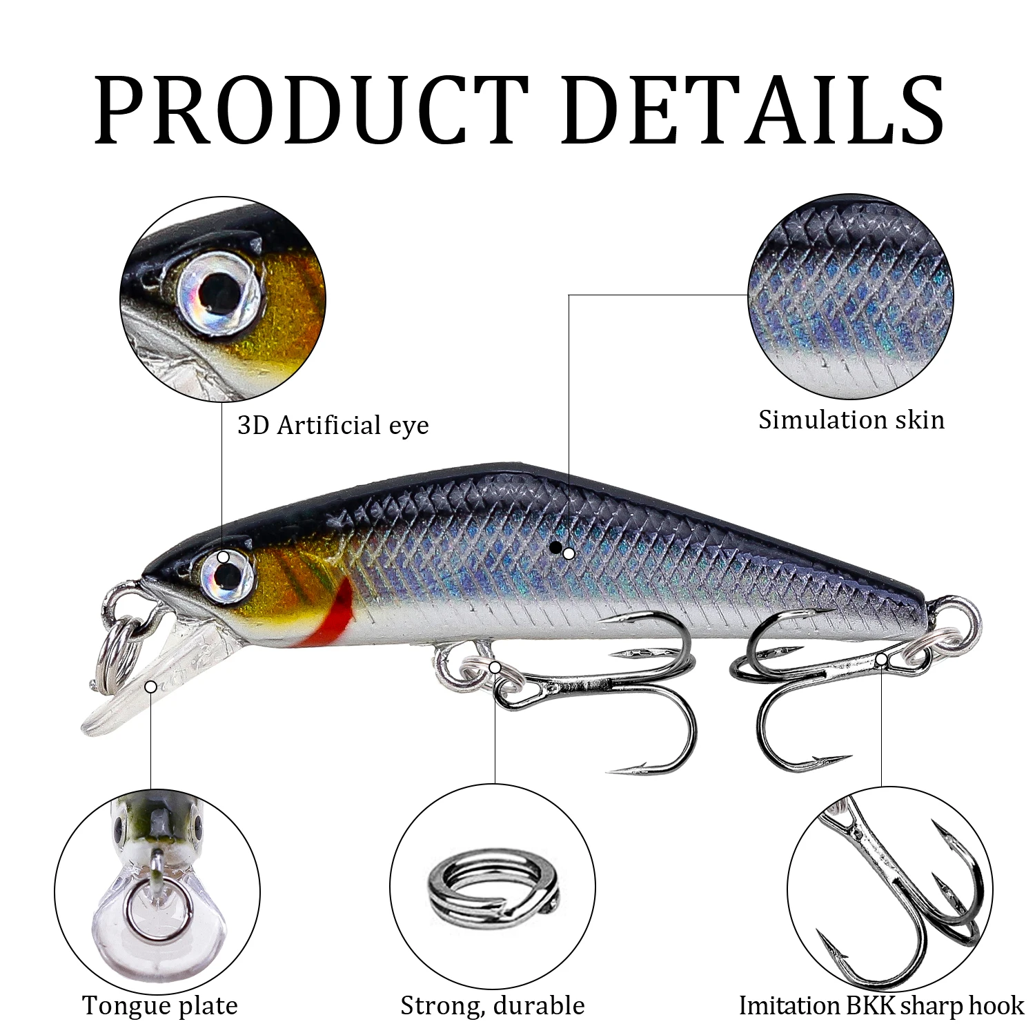 Señuelo de pesca de pececillo que se hunde, cebo Artificial duro láser de 6,8 cm, 2,7g, Wobblers de lubina, señuelo de carpa de Lucio, Crankbaits, aparejos de pesca, 1 ud. - imagen 3