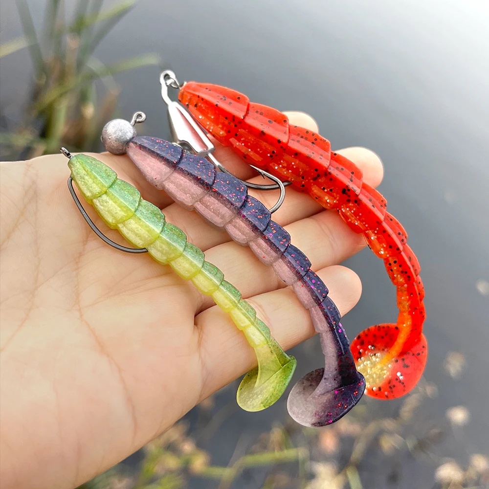 Spinpoler-cebo suave para pesca, señuelo de pesca, palo de cola de paleta, gusano, 7cm, 9cm, 11,5 cm, insecto salado, Swimbait, Wobbler, lubina, trucha - imagen 4