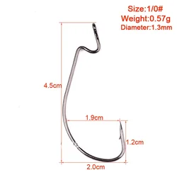 Anzuelos de pesca con plantilla de compensación de púas negras, cebos blandos, anzuelo de acero de alto carbono 38105 apto para tamaños 1/0, 2/0, 3/0, 4/0, 5/0