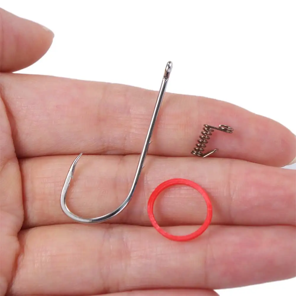 Anzuelos de pesca de camarones vivos de acero al carbono, resorte colgante con agujeros, anzuelos fijos de pesca, anzuelo único afilado fuerte, anzuelo de púas - imagen 5