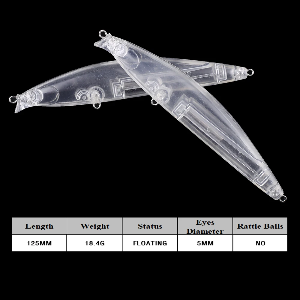 Chan'sHuang-Cebo en blanco sin pintar de 20 piezas, 12,5 cm, 18,4g, Popper de fundición larga, aparejo de señuelo de pesca Artificial hecho a mano - imagen 2