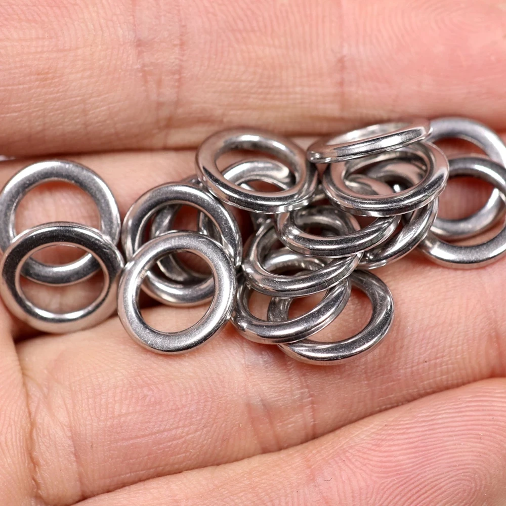 Elllv 30 Uds. Anillos sólidos de acero inoxidable para pesca en agua salada, anillos de Jigging de alta resistencia, accesorios de conector de señuelo de sedal 2 #   - 9 # - imagen 5