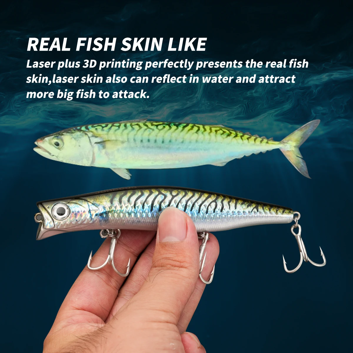 Señuelo de pececillo de fundición larga Johncoo, 12cm, 24g, pececillo flotante para pesca de lubina, cebo de pesca de Color impreso - imagen 2