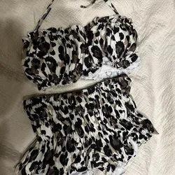 Bikini Leopardo Vintage Mujer Tirantes Cuello – Playa Verano