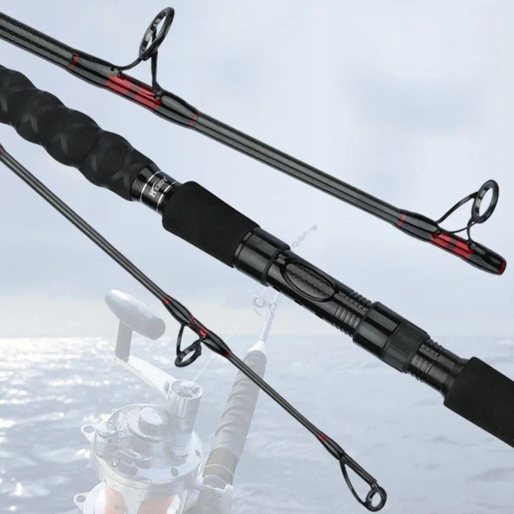 1,8 m 2,1 m 2,4 m barco de calidad agua salada 40T caña de pescar de carbono 30-50Lb 3 piezas Surf caña giratoria señuelo 80-250g poste de viaje bolsa gratis - imagen 4
