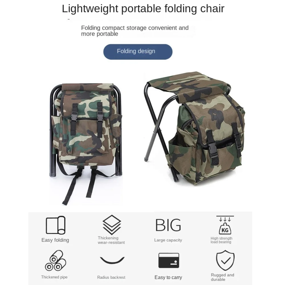 Taburete plegable para acampar con mochila, taburete plegable de acero para acampar, taburete ultraligero compacto de alta resistencia, taburete otomano para acampar - imagen 2