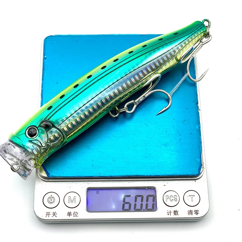 Señuelo de pesca Testar 150mm 60g flotante Pop Trolling Popper cebo agua salada Topwater Wobblers Japón láser Jerkbait pez dorado atún - imagen 4