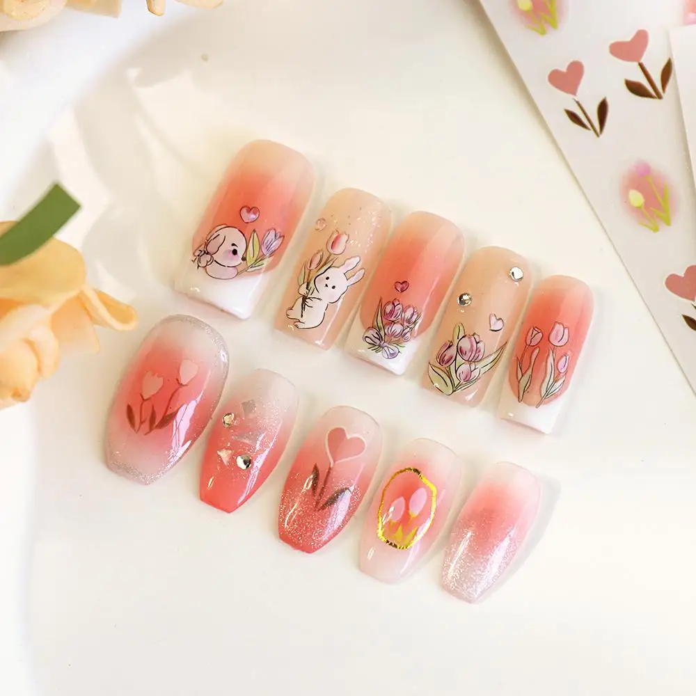Parche adhesivo de respaldo de uñas 3d multifunción, lindo dulce, herramienta de uñas de larga duración, pegatinas de uñas de conejo, decoración de uñas - imagen 2