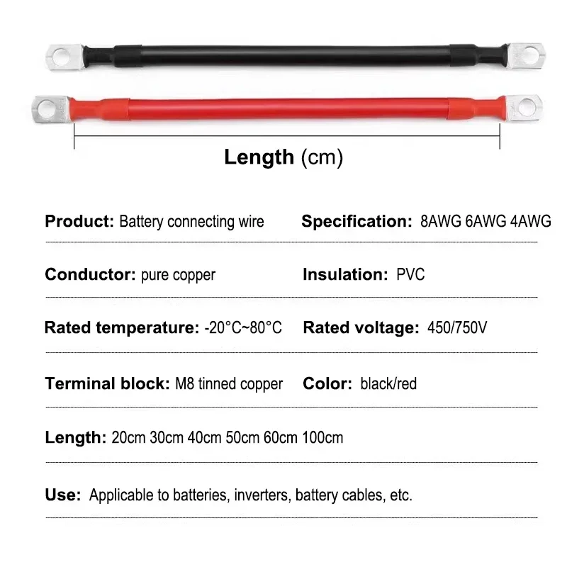 Cables de Batería AWG con Terminal M8 – Cobre Estañado y PVC - imagen 3