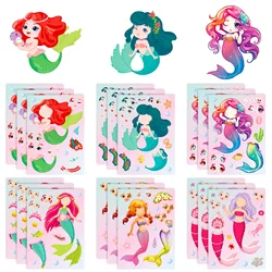 6 Hojas DIY Rompecabezas para Niños con Pegatinas de Sirenas
