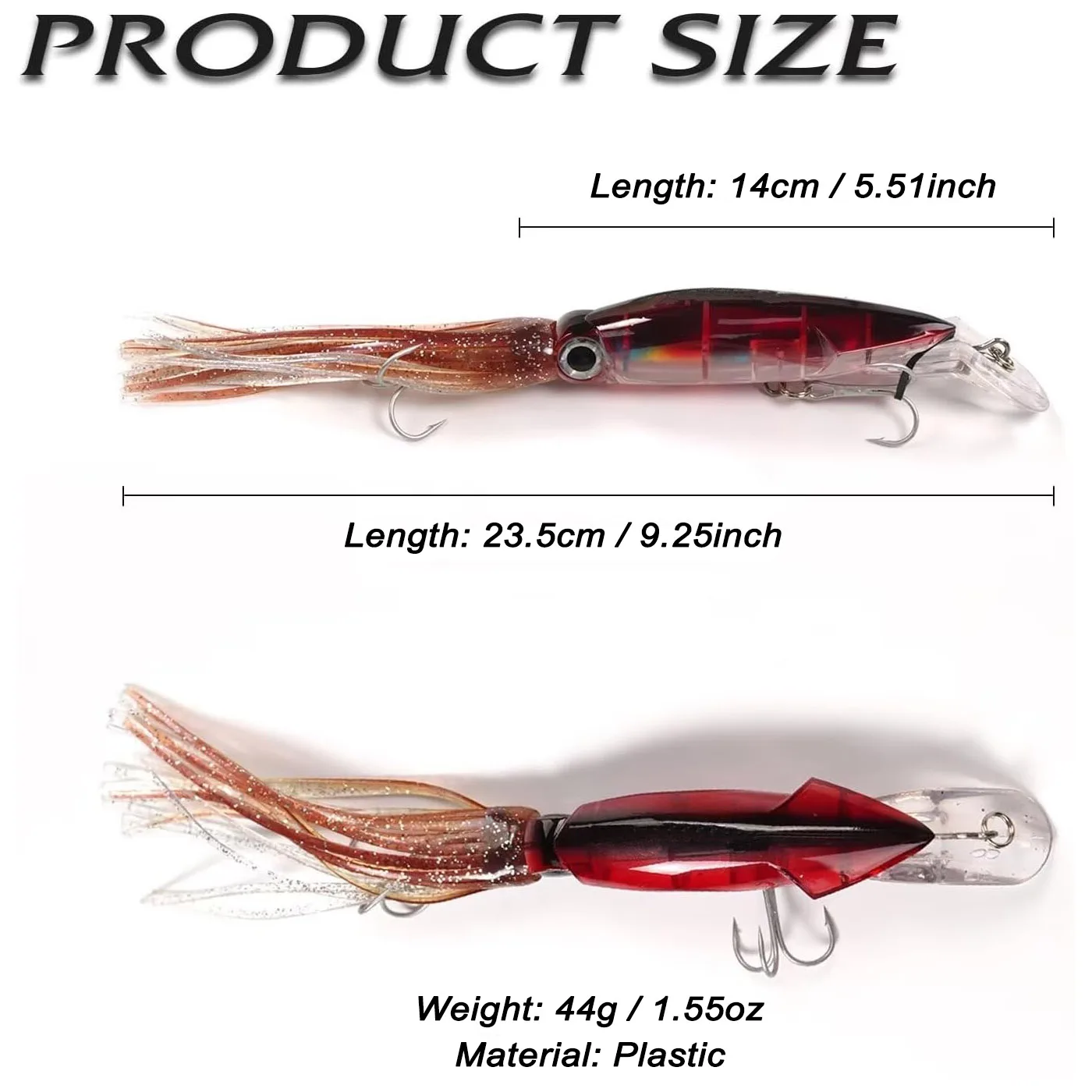 9KM Señuelo Calamar – Swimbait duro con ojos 3D y anzuelo triple - imagen 4