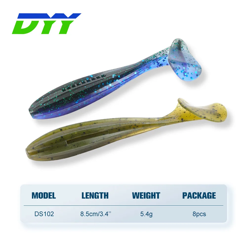 DYY-Cebo blando de silicona con cola de paleta, Artificial Swimbait señuelo, cabeza de plantilla Wobblers, sábalo vivo, Lucio, 8,5 cm, 5,4g, 8 piezas - imagen 2