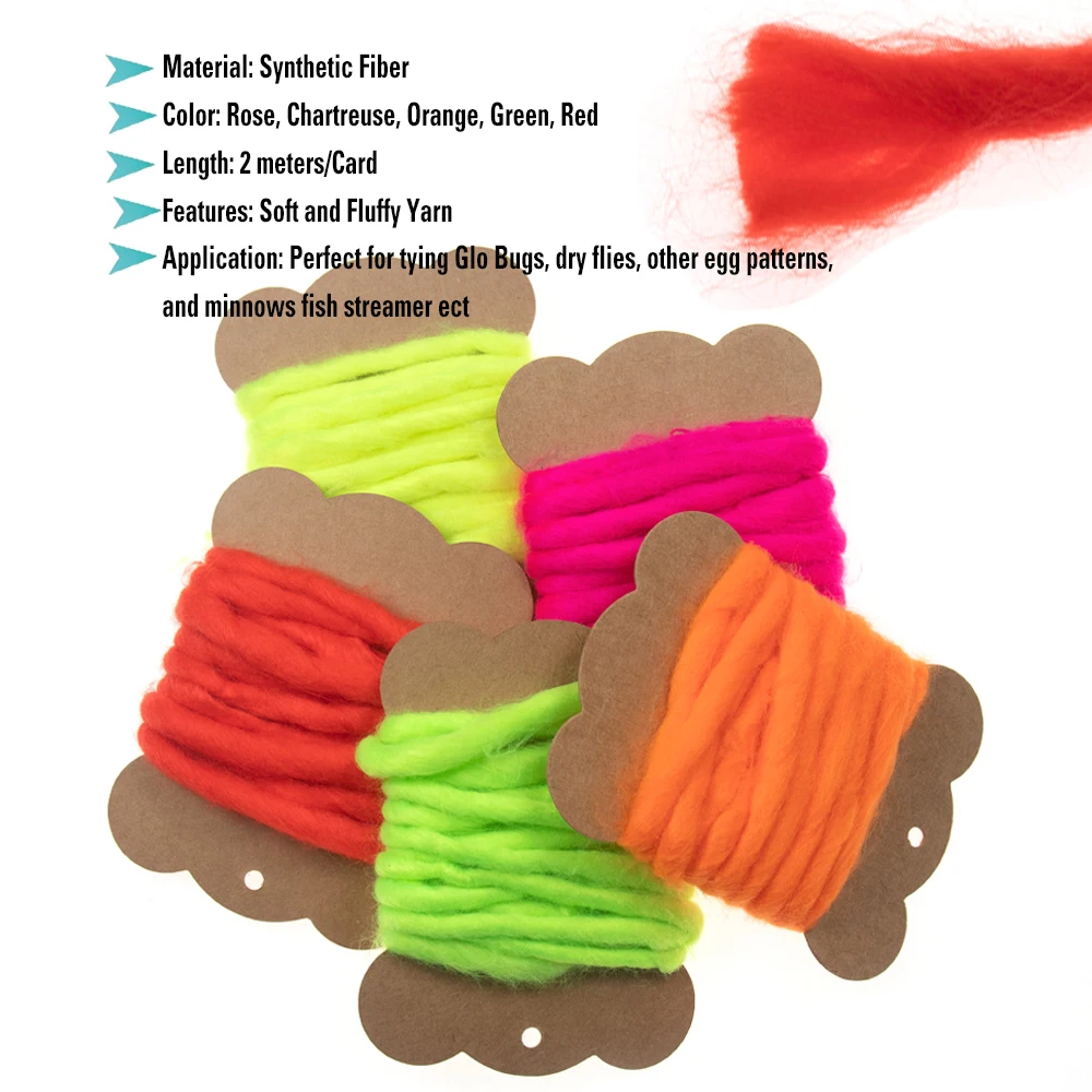 Wifreo-alambre para atar moscas, señuelo para pececillos, pelusa, fibras sintéticas, hilo de huevo, salmón, trucha, patrón de mosca, Material para atar moscas - imagen 3