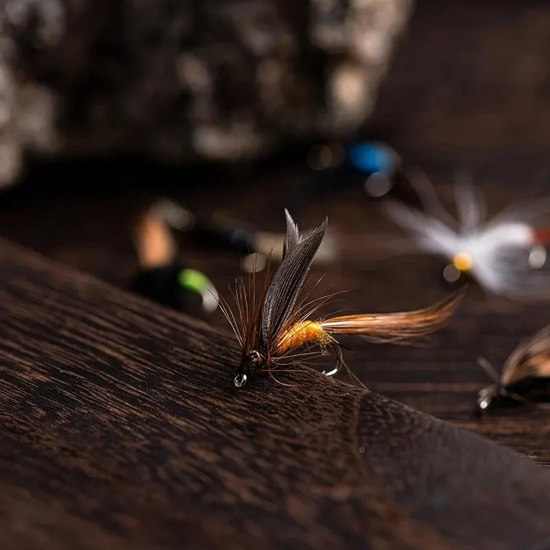 Goture-Nuevo señuelo de pesca con mosca, cebo de trucha, Kit de moscas, Serpentina húmeda y seca, moscas de Ninfa, lubina Artificial, atado de moscas, 30 Uds. Por lote - imagen 3