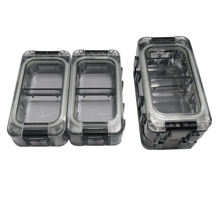 Mini caja de pesca, 1 Uds., luminosa, impermeable, pequeña caja de accesorios, extraíble, ensamblar libremente, organizador, 2 compartimentos, caja de bolsillo - imagen 2