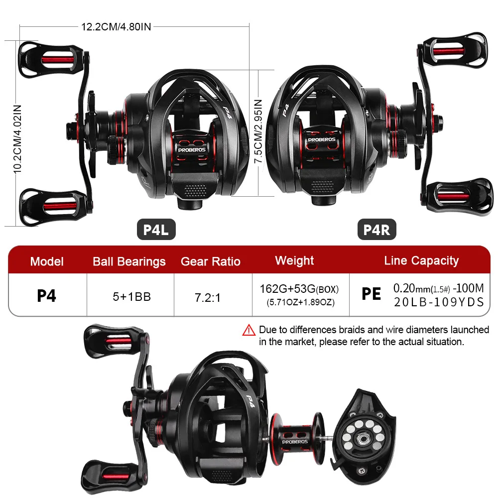 Carrete baitcasting de metal con arrastre alto y tambor fundido - imagen 2