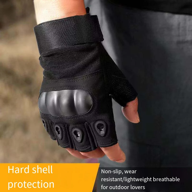 Guantes tácticos al aire libre medio dedo Paintball Airsoft tiro caza combate antideslizante hombres bicicleta guantes de dedo completo equipo de protección - imagen 4