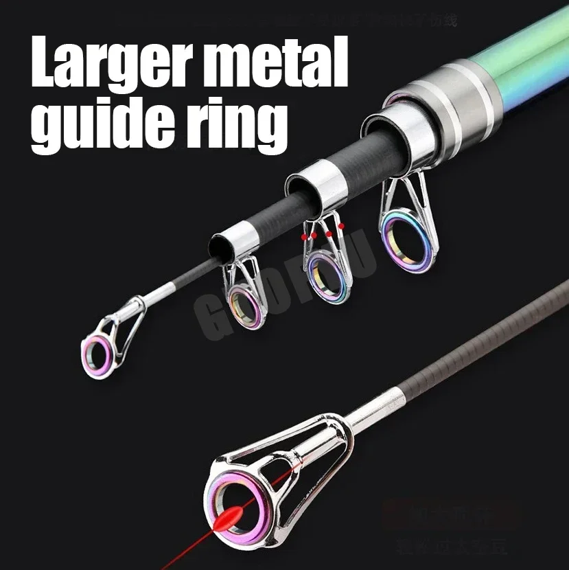 Caña de pescar telescópica 2,1/3,0/3,6/4,2/4,,5 m, caña de Surf de viaje, potencia giratoria de 5-300g, caña de Baitcasting de carbono para lanzamiento de Surfcasting - imagen 3