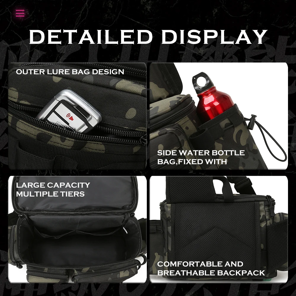 Hunthouse-Bolsa de pesca con señuelo para caña de inserción, bolsa multifuncional de 40x21x15cm, accesorios de almacenamiento prácticos portátiles para exteriores, aparejos de pesca - imagen 3