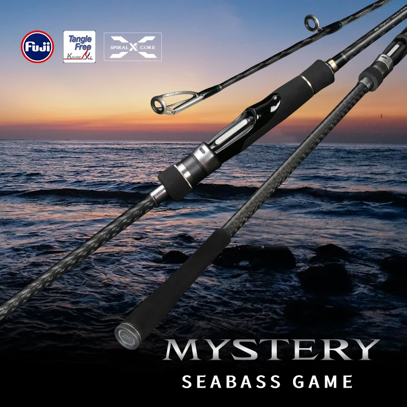 Caña de pescar TSURINOYA MYSTERY II 2,26 m/2,4 m/2,7 m/2,92 m M/MH Power FUJI anillos guía caña giratoria lubina cabeza de serpiente 2 secciones