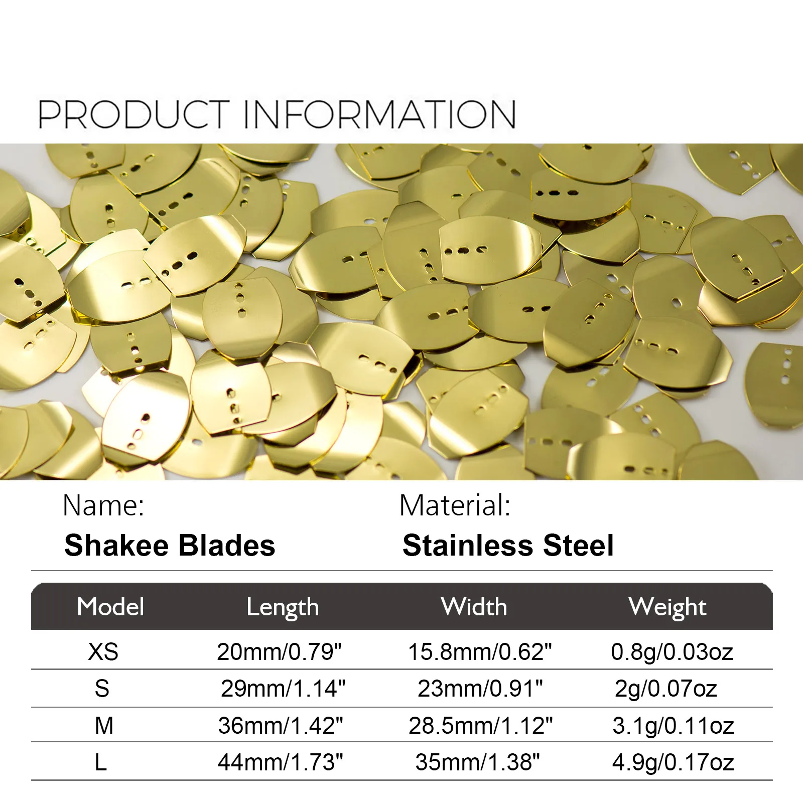 COUNTBASS 50 Uds. Cuchilla de plantilla de natación de 4 tamaños, hoja de acero inoxidable, plantillas de vibración DIY, señuelo de plantilla de pesca oscilante de fundición - imagen 3